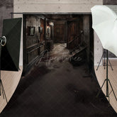 Aperturee - Aperturee Abandoned Haunted Mansion Sweep Backdrop Derelict Hallway for Horror Photos Spooky House Interior Studio